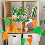 St. Patrick's Day Door Wreaths for Front Door Gnome Wooden Hanging Sign Gnome Wreath Signs Luck Shamrock Green, alternate