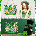 St. Patrick's Day Door Wreaths for Front Door Gnome Wooden Hanging Sign Gnome Wreath Signs Luck Shamrock Green, alternate