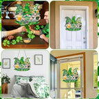 St. Patrick's Day Door Wreaths for Front Door Gnome Wooden Hanging Sign Gnome Wreath Signs Luck Shamrock Green, alternate