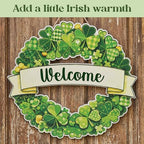 St. Patrick’s Day Shamrock Wreath Door Sign, Lucky Irish Green Clover Hanging Decor, St Patricks Day Gifts &, alternate view