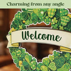 St. Patrick’s Day Shamrock Wreath Door Sign, Lucky Irish Green Clover Hanging Decor, St Patricks Day Gifts &, alternate view