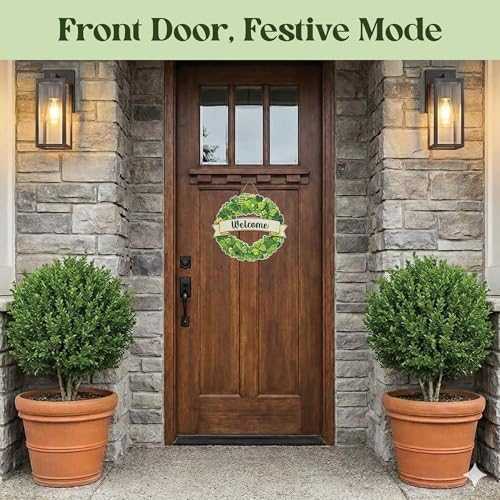 St. Patrick’s Day Shamrock Wreath Door Sign, Lucky Irish Green Clover Hanging Decor, St Patricks Day Gifts &, alternate view