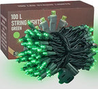 St. Patrick's Day String Lights, 100 LED 33FT Waterproof Connectable String Lights, 120V UL Certified Christmas