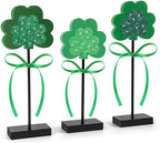 St. Patrick's Day Tiered Tray Decor, 3 Pieces Wooden Shamrock Set, Dark Green (3.1*1.7 inches Base, 0.5 inches