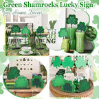 St. Patrick's Day Tiered Tray Decor, 3 Pieces Wooden Shamrock Set, Dark Green (3.1*1.7 inches Base, 0.5 inches, alternate