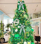 St Patricks Day Bow for Wreath Decorations,11.4 * 19.6in Large White Green Glitter Shamrock Bowknot Irish, alternate view 2