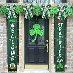 St Patricks Day Bow for Wreath Decorations,11.4 * 19.6in Large White Green Glitter Shamrock Bowknot Irish, alternate view 6
