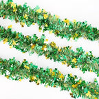 St Patricks Day Garland Decor,50Ft Glitter Tinsel Irish Shamrock Garland Decorations for Tree Mantle Bedroom, alternate view