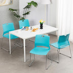 Stackable Chairs Set of 4 for Break Waiting Room Conference Church, Blue in Blue, alternate view 2