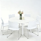 Stackable Chairs Set of 4 for Break Waiting Room Conference Church, White in White, alternate view 4