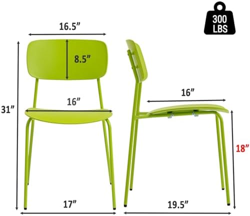 Stackable Chairs Set of 4, Metal Waiting Room Chairs with Plastic Seat, Capacity 300lbs, Stacking Chairs for, alternate view