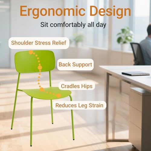 Stackable Chairs Set of 4, Metal Waiting Room Chairs with Plastic Seat, Capacity 300lbs, Stacking Chairs for, alternate view