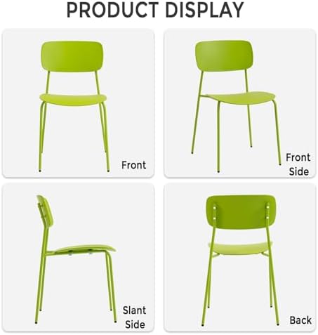 Stackable Chairs Set of 4, Metal Waiting Room Chairs with Plastic Seat, Capacity 300lbs, Stacking Chairs for, alternate view