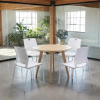 Stackable Chairs Set of 4, Waiting Area &Breakroom Chairs in White with Back, alternate view 2