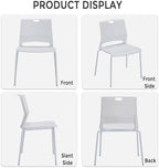 Stackable Chairs Set of 4, Waiting Area &Breakroom Chairs in White with Back, alternate view 3