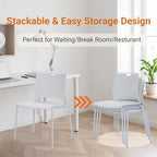 Stackable Chairs Set of 4, Waiting Area &Breakroom Chairs in White with Back, alternate view 5