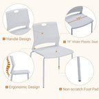 Stackable Chairs Set of 4, Waiting Area &Breakroom Chairs in White with Back, alternate view 6