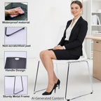 Stackable Chairs Set of 8 for Break Waiting Room Conference Church, White in White, alternate view 4