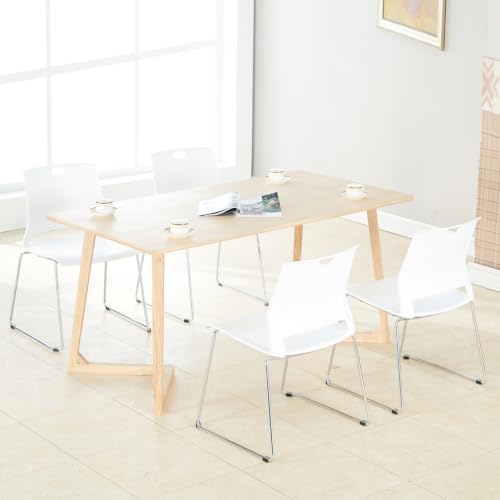 Stackable Chairs Set of 8 for Break Waiting Room Conference Church, White in White, alternate view 5