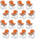 Stackable Chairs Set of 80, Stacking Office Chairs with Metal Sled Base, Ergonomic Plastic Padded Seat & Back