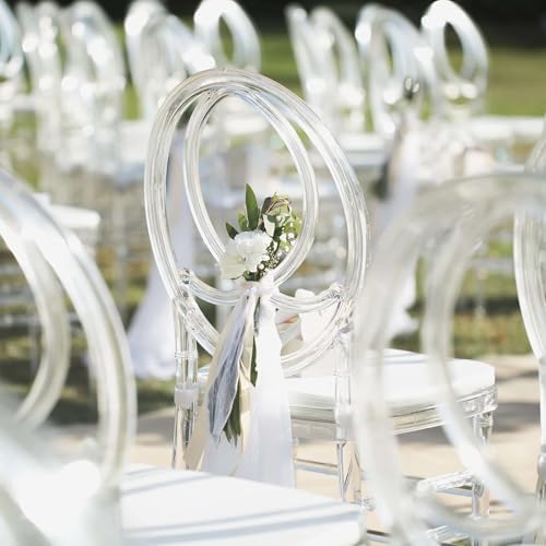 Stackable Clear Acrylic Phoenix Chiavari Ghost Chair, Transparent Resin Armless Oval Back Chair