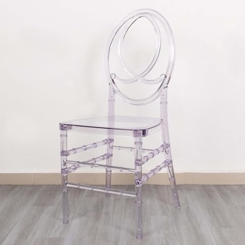 Stackable Clear Acrylic Phoenix Chiavari Ghost Chair, Transparent Resin Armless Oval Back Chair, alternate view 3