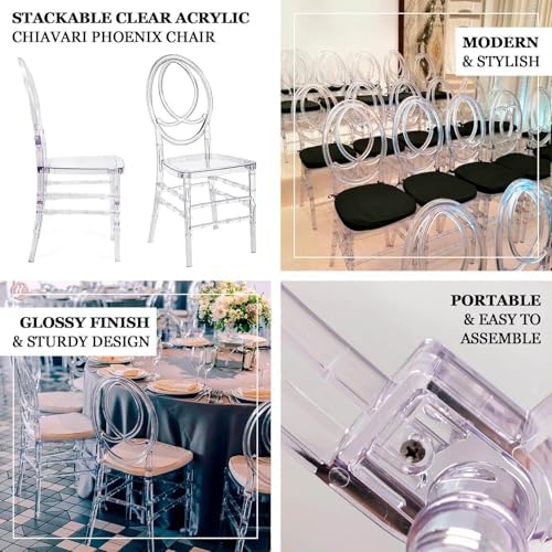 Stackable Clear Acrylic Phoenix Chiavari Ghost Chair, Transparent Resin Armless Oval Back Chair, alternate view 4