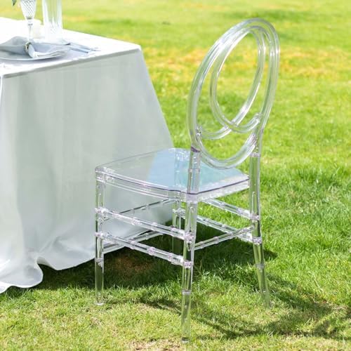 Stackable Clear Acrylic Phoenix Chiavari Ghost Chair, Transparent Resin Armless Oval Back Chair, alternate view 7