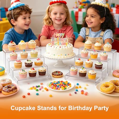 Stackable Clear Display Risers, 8 Pcs Acrylic Cupcake Stands for Party-Farmhouse Food Display for Buffet, Vendor, alternate