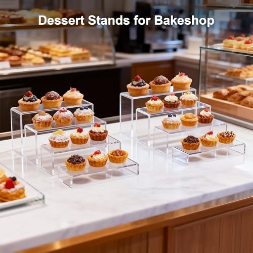 Stackable Clear Display Risers, 8 Pcs Acrylic Cupcake Stands for Party-Farmhouse Food Display for Buffet, Vendor, alternate