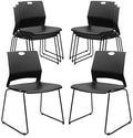 Stackable Guest Reception Chairs, Stacking Office Chair with Ergonomic Lumbar Support & Metal Legs, Plastic Desk