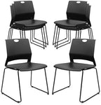 Stackable Guest Reception Chairs, Stacking Office Chair with Ergonomic Lumbar Support & Metal Legs, Plastic Desk