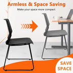 Stackable Guest Reception Chairs, Stacking Office Chair with Ergonomic Lumbar Support & Metal Legs, Plastic Desk, alternate