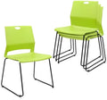 Stackable Guest Reception Chairs, Stacking Office Chair with Ergonomic Lumbar Support & Metal Legs, Plastic Desk