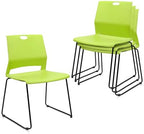 Stackable Guest Reception Chairs, Stacking Office Chair with Ergonomic Lumbar Support & Metal Legs, Plastic Desk
