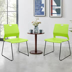 Stackable Guest Reception Chairs, Stacking Office Chair with Ergonomic Lumbar Support & Metal Legs, Plastic Desk, alternate