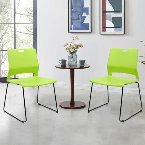 Stackable Guest Reception Chairs, Stacking Office Chair with Ergonomic Lumbar Support & Metal Legs, Plastic Desk, alternate