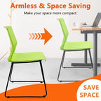 Stackable Guest Reception Chairs, Stacking Office Chair with Ergonomic Lumbar Support & Metal Legs, Plastic Desk, alternate