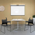 Stackable Guest Reception Chairs, Stacking Office Chair with Ergonomic Lumbar Support & Metal Legs, Plastic Desk, alternate