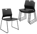 Stackable Guest Reception Chairs, Stacking Office Chair with Ergonomic Lumbar Support & Metal Legs, Plastic Desk
