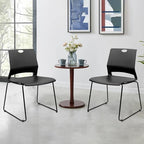 Stackable Guest Reception Chairs, Stacking Office Chair with Ergonomic Lumbar Support & Metal Legs, Plastic Desk, alternate