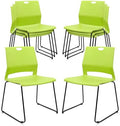 Stackable Guest Reception Chairs, Stacking Office Chair with Ergonomic Lumbar Support & Metal Legs, Plastic Desk