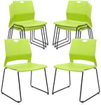 Stackable Guest Reception Chairs, Stacking Office Chair with Ergonomic Lumbar Support & Metal Legs, Plastic Desk