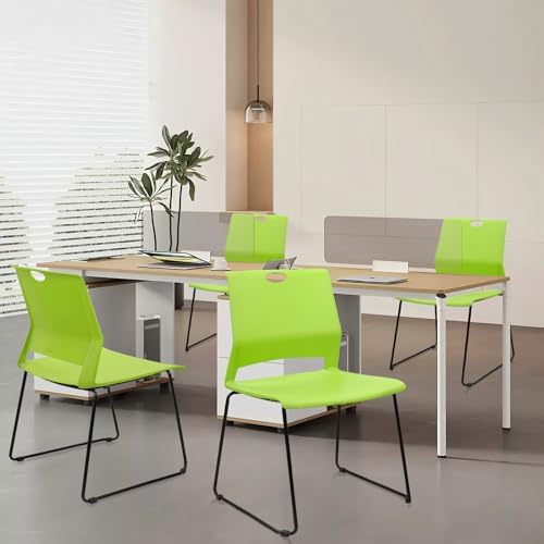 Stackable Guest Reception Chairs, Stacking Office Chair with Ergonomic Lumbar Support & Metal Legs, Plastic Desk, alternate