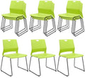 Stackable Guest Reception Chairs, Stacking Office Chair with Ergonomic Lumbar Support & Metal Legs, Plastic Desk