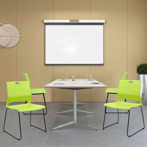 Stackable Guest Reception Chairs, Stacking Office Chair with Ergonomic Lumbar Support & Metal Legs, Plastic Desk, alternate
