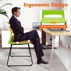 Stackable Guest Reception Chairs, Stacking Office Chair with Ergonomic Lumbar Support & Metal Legs, Plastic Desk, alternate