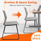 Stackable Guest Reception Chairs, Stacking Office Chair with Ergonomic Lumbar Support & Metal Legs, Plastic Desk, alternate