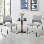 Stackable Guest Reception Chairs, Stacking Office Chair with Ergonomic Lumbar Support & Metal Legs, Plastic Desk, alternate