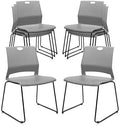 Stackable Guest Reception Chairs, Stacking Office Chair with Ergonomic Lumbar Support & Metal Legs, Plastic Desk